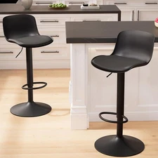 Bar Stools Set of 2 Adjustable Swivel Counter Height Stools, Modern PU Leathe...