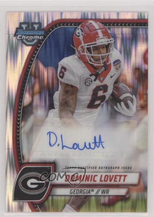 Dominic Lovett #PA-DLO 2024 Bowman University Chrome Sapphire Football Chrome Sapphire Prospect Autographs Set