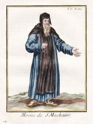 Macarius of Alexandria monk Mönch Orden Order Trachten costumes engraving 1790