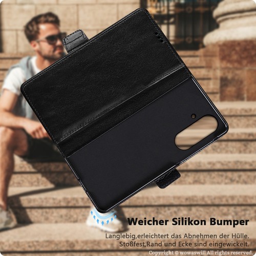 Business Echtleder Klapphülle Magnet Cover Flip Case Handytasche für SAMSUNG - Picture 6 of 13