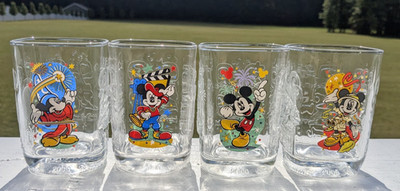 2000's McDonald Disney Mickey Mouse Glasses/ Tumblers Complete Set of 4