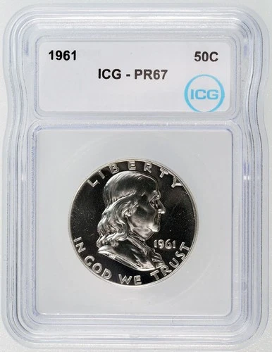 1961 Franklin Half Dollar Proof PR67 ICG Graded 50C U.S. Silver Coin
