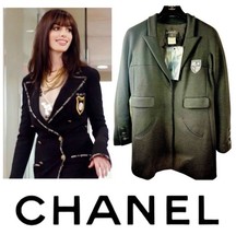 Chanel Vintage 2007 Crest Logo Black Tweed Jacket 42 44 10 12 Dress Coat Top L M
