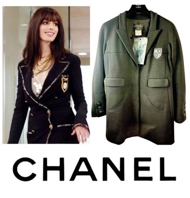 Chanel Vintage 2007 Crest Logo Black Tweed Jacket 42 44 10 12