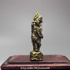 50mm China Pure Copper Bronze Eight Immortals Cao Guojiu Statue Pendant T195