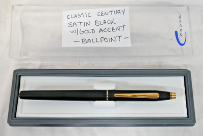 Cross Classic Century Black Satin/Gold Ballpoint Pen w Box -No Monogram