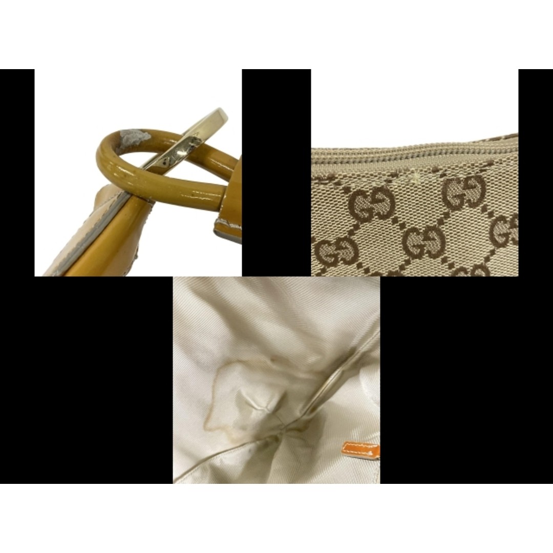 Gucci GG Shoulder Bag Beige Brown Yellow Leather Used, 23.5x28-40cm thumbnail 2