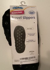 Cloudz Travel Slippers. One Size Fits All. Sure Grip. Memory Foam. Black.