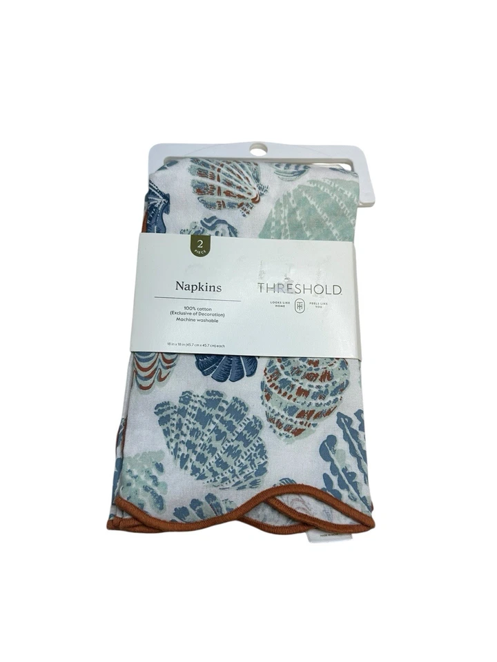 Threshold Coastal Shells 2pk Napkins 18” X 18” New Aqua Green - Image 3 of 4