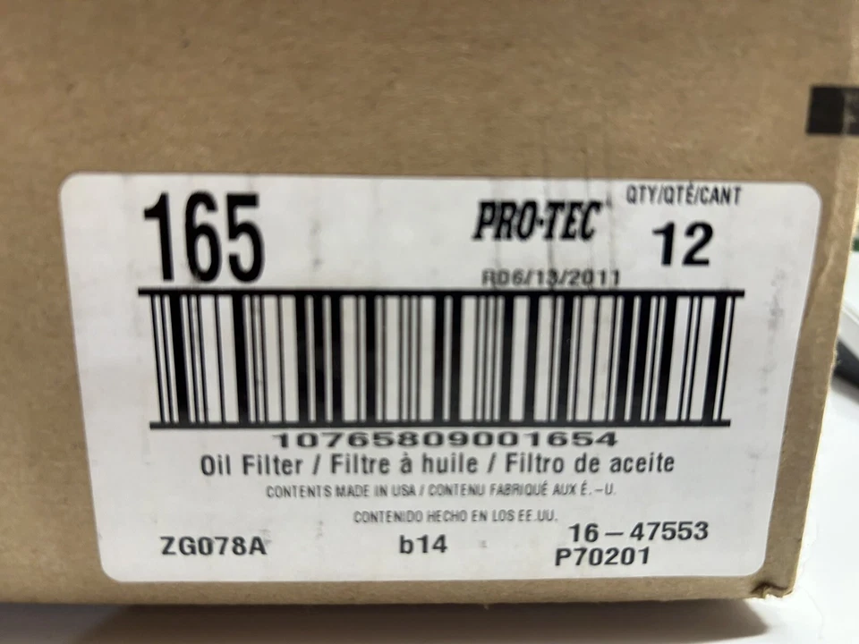 NUEVO Estuche de 12 Filtros de Aceite de Motor Pro Tec 165 Hecho por Wix Foto 2 de 4