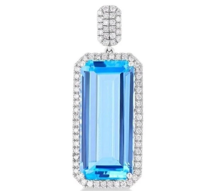 Conjunto de aretes colgantes de plata 925 con topacio Syn para mujer joyería de cóctel Foto 3 de 4