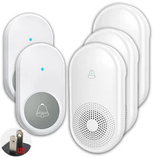 LIKEPAI 2 pager buttons+3 music doorbell receivers, cordless doorbell, white kit