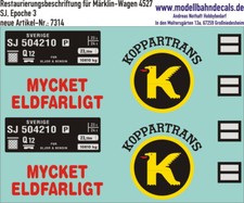 H0-Restaurierungs-Decals f&uuml;r SJ-Kesselwagen von M&auml;rklin Nummer 4527, 087-7314