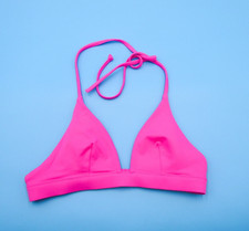 Victorias Secret XS Pink Triangle Padded Halter Lined Plunge Bikini Top Swimwear