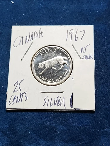 1967 CANADA 25 CENTS GEM BU PROOF-LIKE 80% SILVER QUARTER COIN