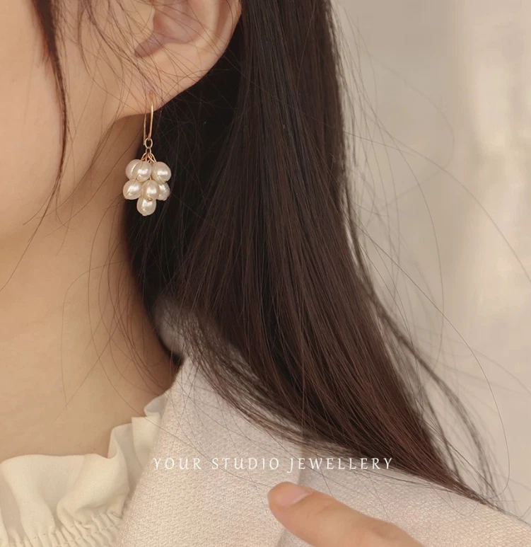 Hermosos Pendientes AAAA 4-5mm Mar del Sur Blanco Natural Perla Barroca Oro 14K Foto 3 de 4