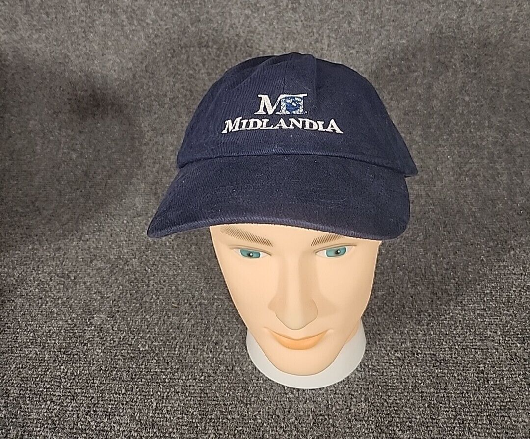 Midlandia Navy Adjustable Buckle Baseball Cap - One Size Trucker Sports Hat-image