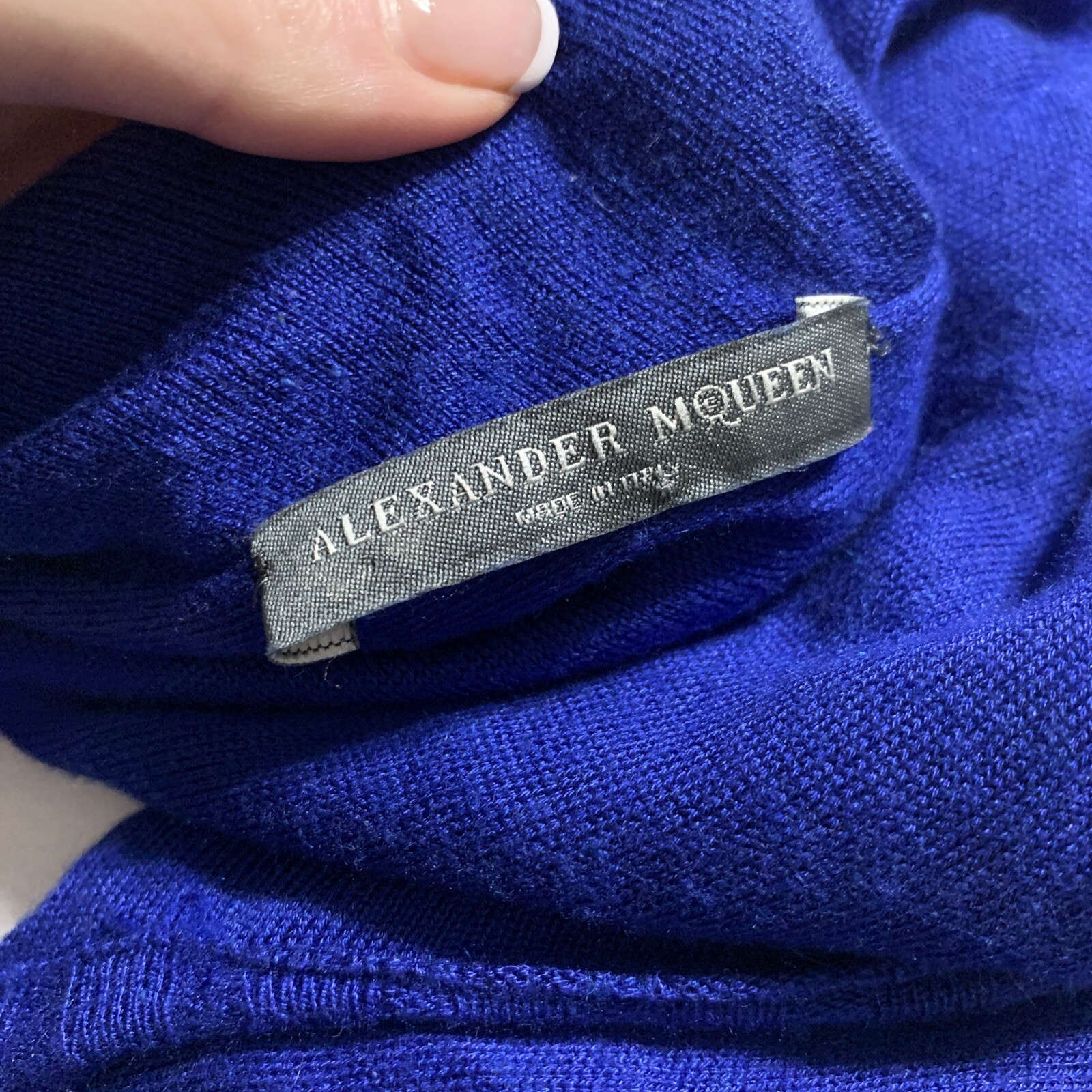 alexander mcqueen Authentic Solid Navy Blue Crew … - image 5