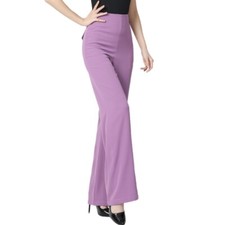 Lady High Waist Ballroom Dance Pants Flared Trousers Professional Practice Pants