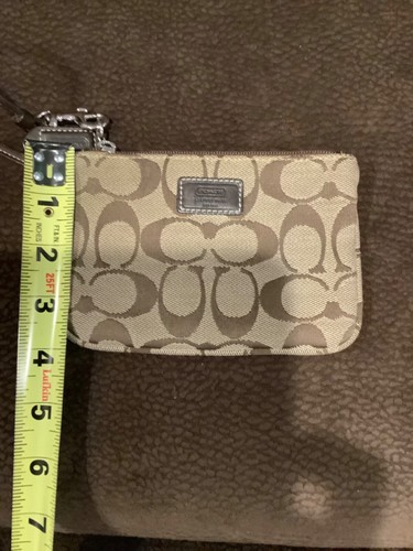 Coach Wristlet Bag Wallet + Charm 5X4 Brown Tan Original Style Handbag Small - Picture 11 of 11