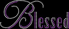 Rhinestone Bling Sparkle Iron On Transfer DIY Blessed White Sparkle