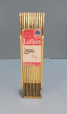 Lufkin X46 6' Red End Extension Wood Folding Rule Brass Slide Unused