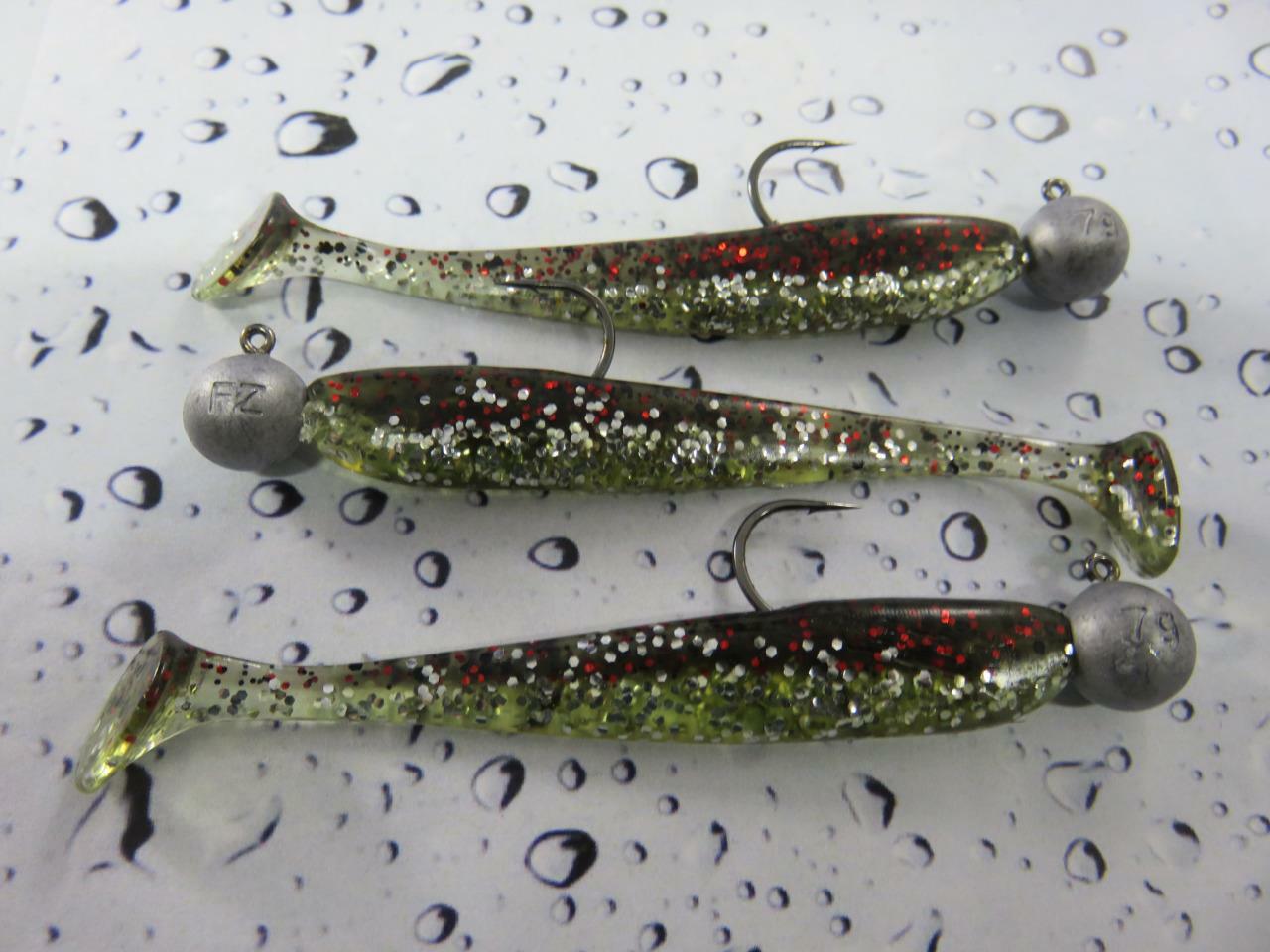 DAM 3pc EFFZETT RTF 10cm Gold Cracker Greedy Shad lures ready to fish