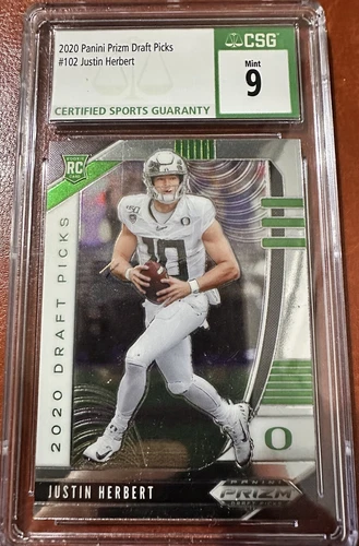 2020 Panini Prizm Draft Picks #102 Justin Herbert - CSG/CGC 9 - ROOKIE CARD