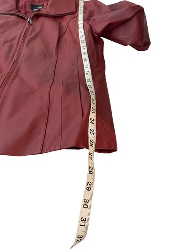 East 5th Womens Full Zip Genuine Leather Motorcycle Jacket Cherry Red Large - Picture 7 of 8