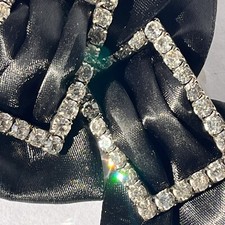VTG Musi Black Rhinestone Bow Tie Shoe Clips 2.5  x 2  Signed US Pat No. 6460211