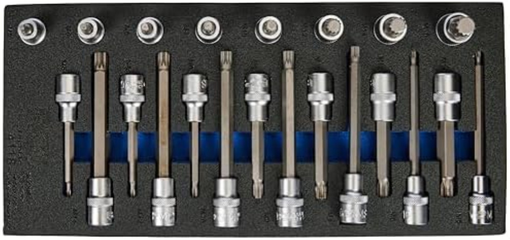 Modulo 22 Inserti a Bussola XZN 1/2 | Acciaio S2 per Carrello Officina