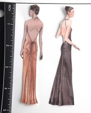 Lot of 2 Vintage Women in Gowns SINGLE LAYER Embellishments 571