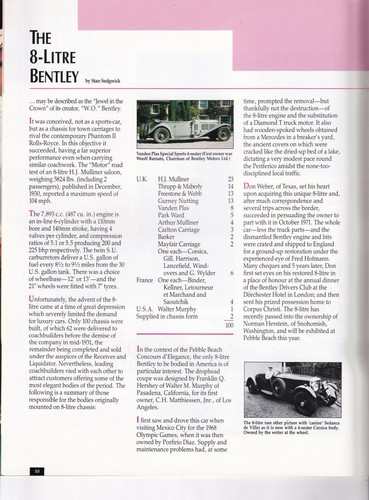 37th Annual Concours d'Elegance Pebble Beach Aug 1987 Cord L-29 Bentley 8 Liter - Bild 2 von 3