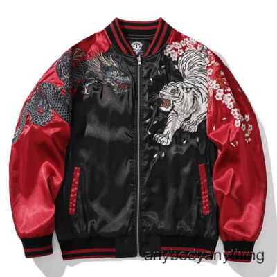 Souvenir Jacket Sukajan Japanese Pattern Embroidery Dragon Tiger