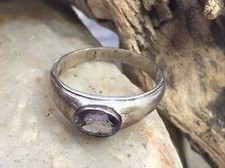 Delicate 925 Sterling Silver Horizontal Oval Purple Amethyst stone Ring 6.5s