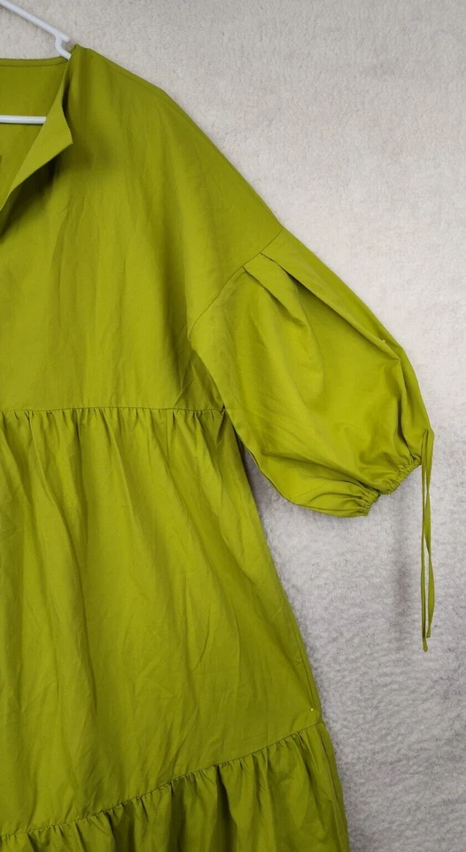 Vestido para mujer Boohoo 12 verde poliéster manga globo calce acampanado en capas maxi Foto 3 de 4