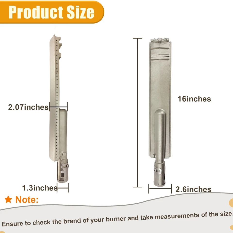 Juego de 4 quemadores de parrilla de acero inoxidable fundido de alta resistencia para Bull (16 1/8 pulgadas) Foto 2 de 4