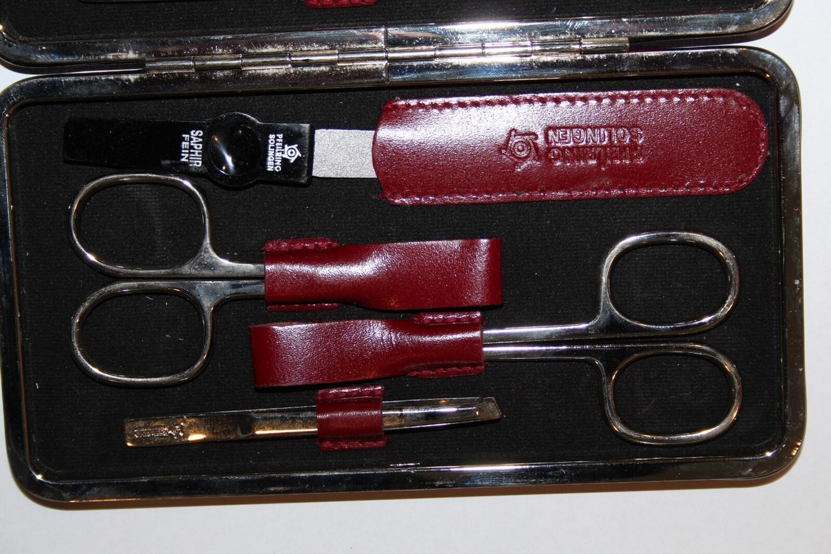 Solingenゾーリンゲン PFEILRING ヴィンテージ ネイルケアセット PFEILRING SOLINGEN MANICURE SET GERMANY Burgundy CASE 7 pcs
