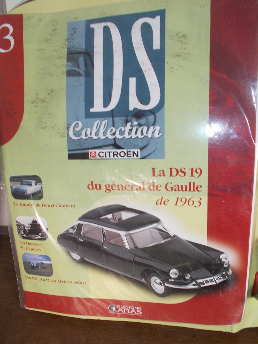 2 Voitures Atlas 1/43 Citroën DS 19 Général De Gaulle Et DS 21, Avec Magazines