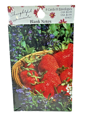 NEW OLD STOCK 80s Sealed 8ct BLANK NOTE CARDS/ENVELOPES Strawberries