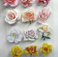 Red Pink Yellow Rose Dimensional Stickers Valentine's Day Scrapbooking Cards