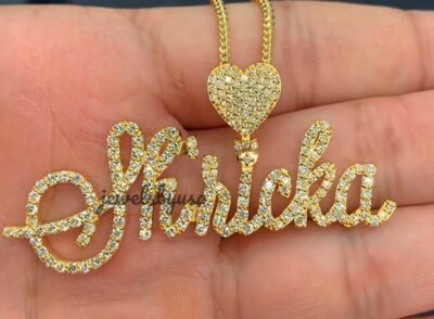 Womens Custom Certified Lab Grown Diamond Name Necklace