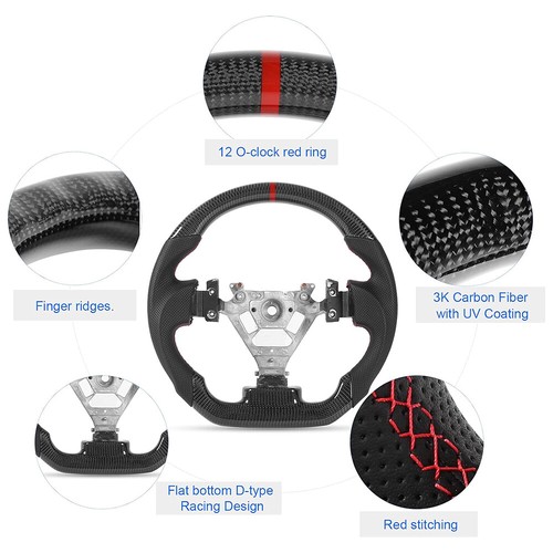 Real Carbon Fiber Flat Sport Leather Steering Wheel For Nissan 350z 2002-2008 - Foto 7 di 10