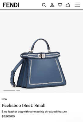 FENDI Peekaboo ISeeU Small Blue Leather Bag with Contrasting