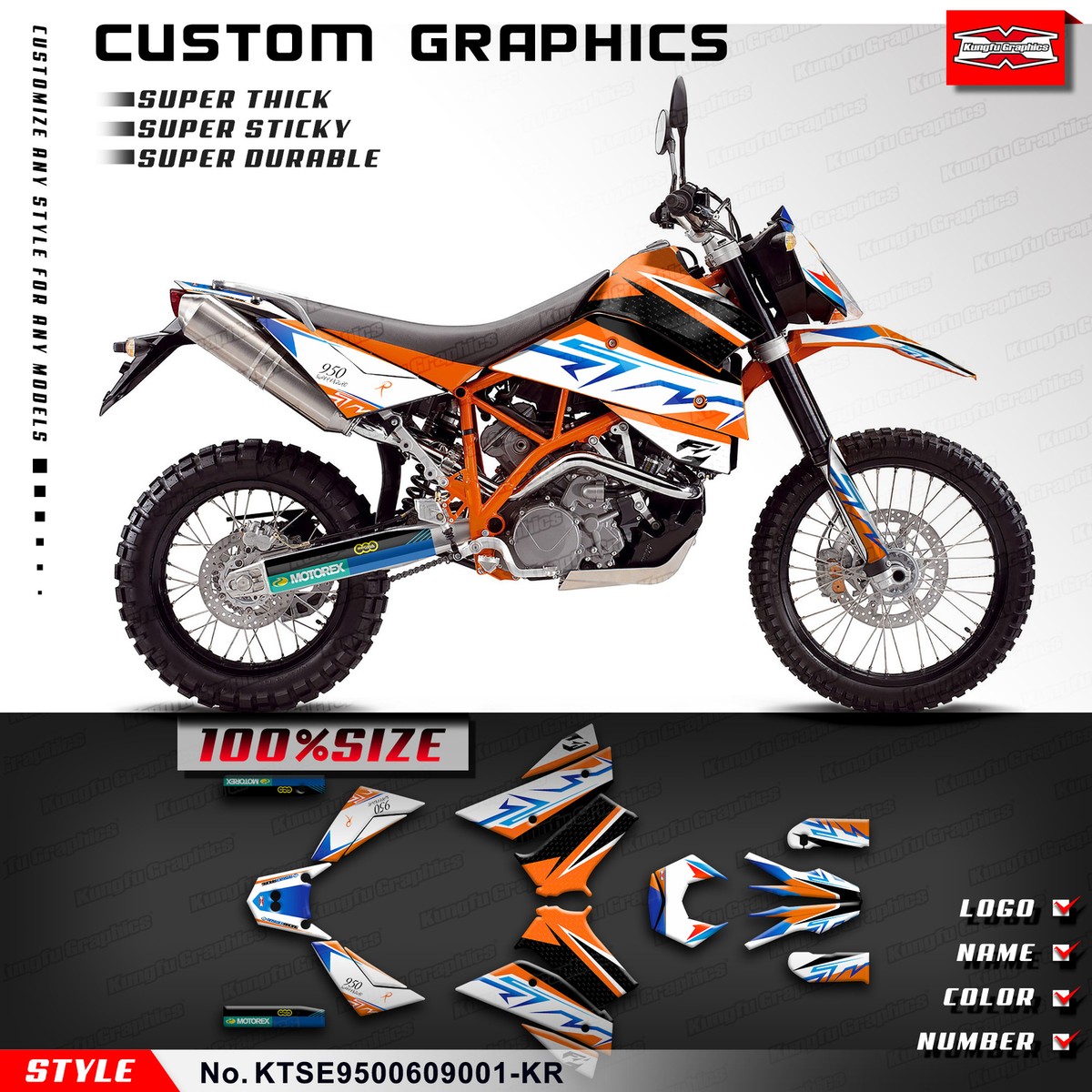 Motorcycle Full Sticker Graphics Kit for 950 Super Enduro 2006