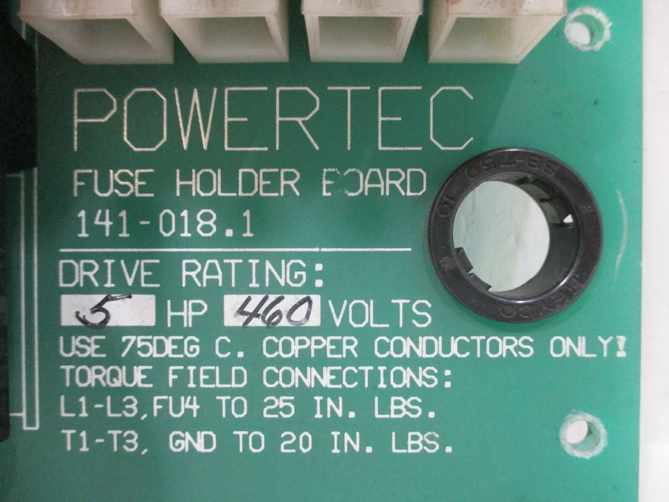 Powertec 141-018.1 Fuse Holder Board Card PLC for 5HP 460V Drive PCB 141018.1 - Image 4 of 4