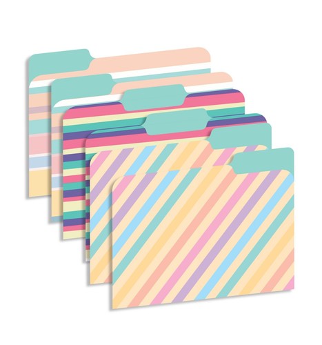 New Generation - 12 Pack Decorative 1/3 Cut Tab File Folders Patterns Designs . - Picture 4 of 7
