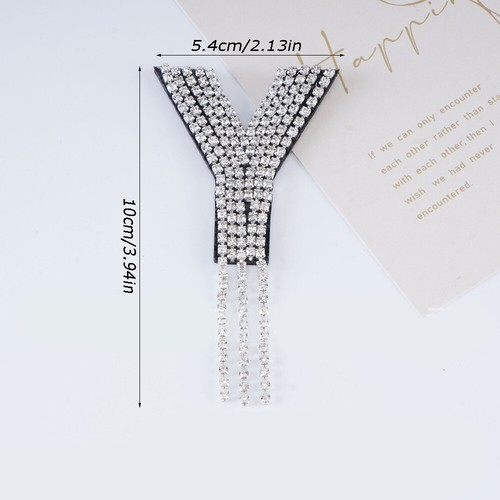 Rhinestone Silver Letter Patch Patches Iron /Sew on Alphabet Embroidery Clothes# - Picture 49 of 50
