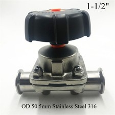1-1/2" Sanitary Diaphragm Valve Tri Clamp OD 50.5mm Stainless Steel 316 NEW