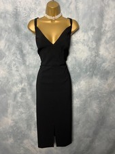 New V by VERY Black Midi Dress Size 12 Party Evening Cocktail Clubwear Elegant